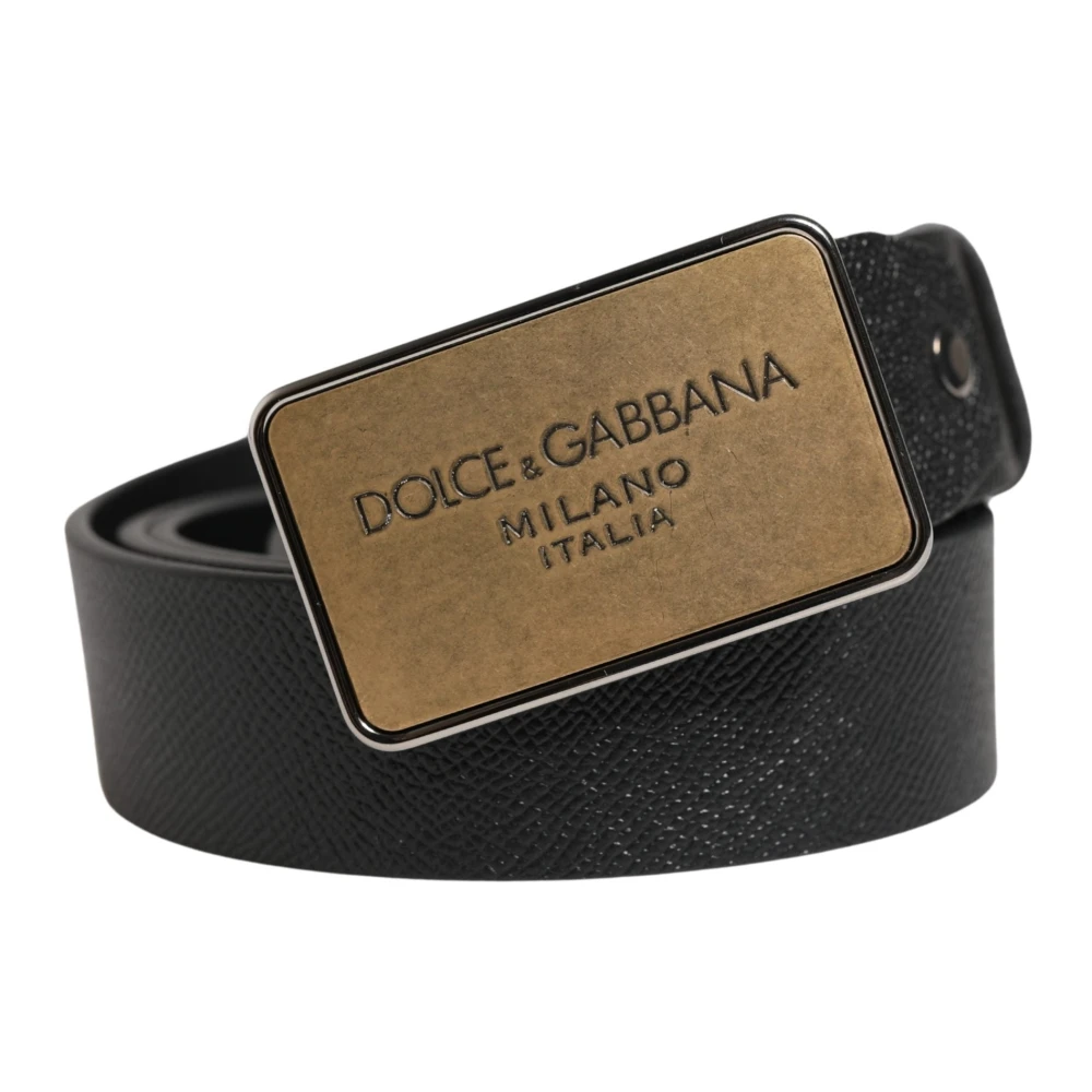 Dolce & Gabbana Mannelijk Zwart Klassieke Leren Riem Met Logo-Gesp