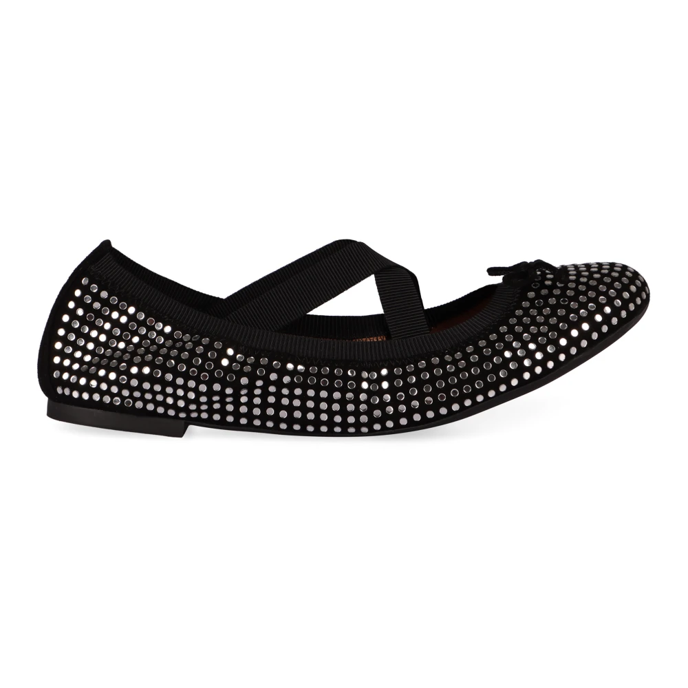 Rhinestone Bow Suede Ballet Flats