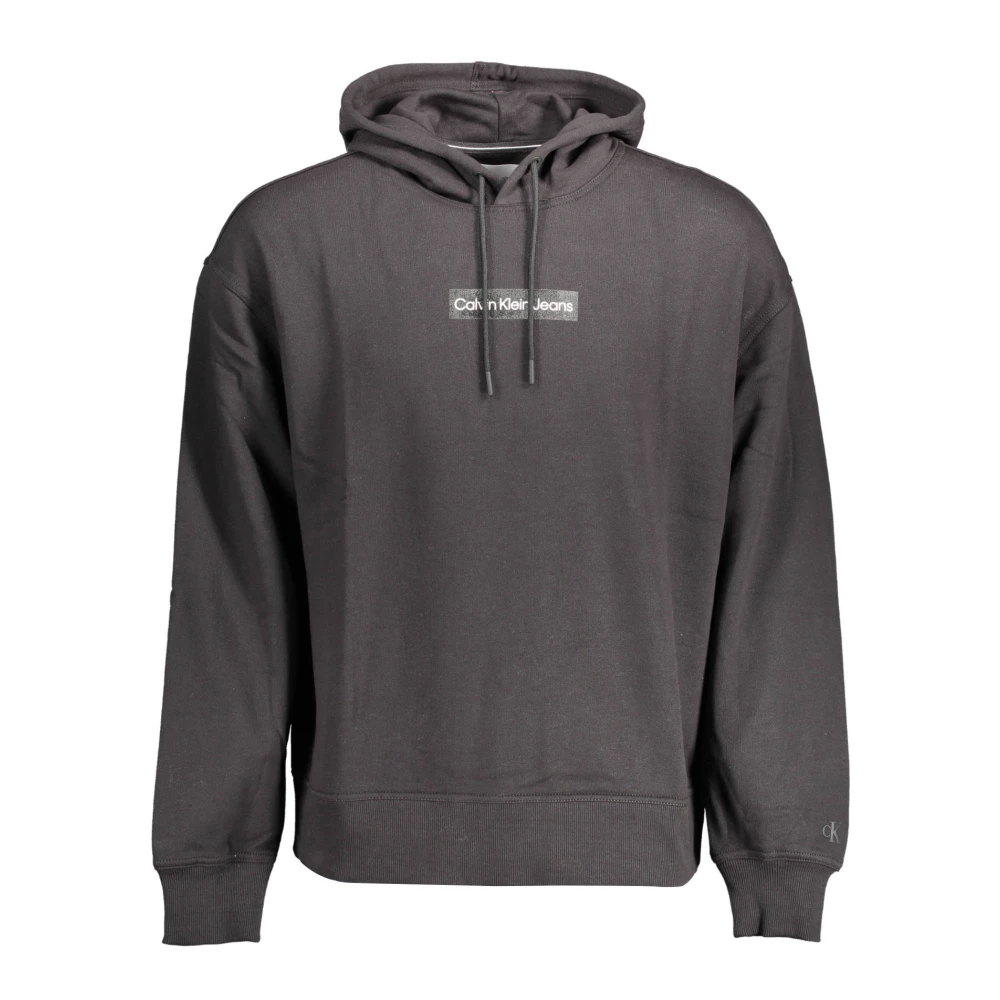 Calvin Klein Men's Black Hoodies, 2XL, Hoodie With Print And Contrast Details