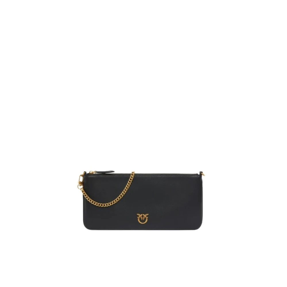 Pinko Women's Black Elongated Line Shoulder Bag With Love Birds - Clutches - One Size - Bags