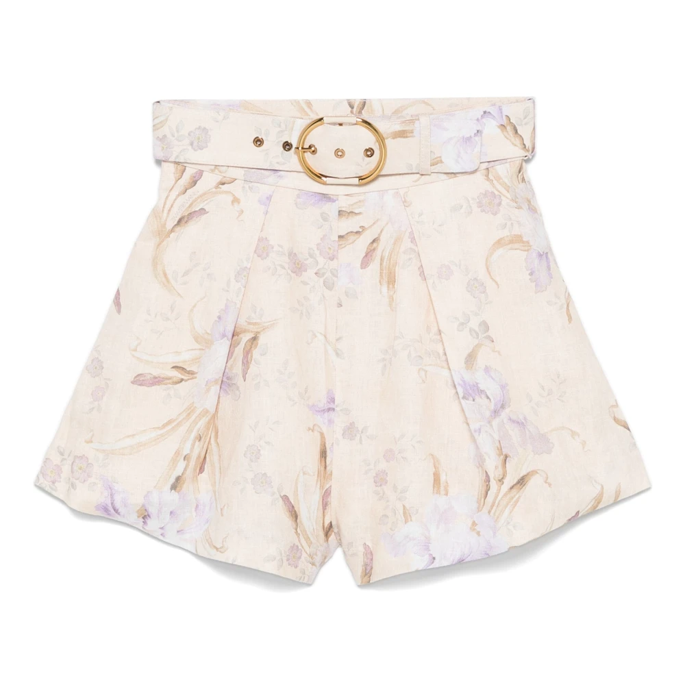Zimmermann Witte Linnen Shorts met Hoge Taille Multicolor Dames