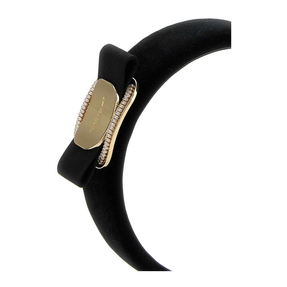 Salvatore Ferragamo Fluwelen Haarband in Zwart Black Dames
