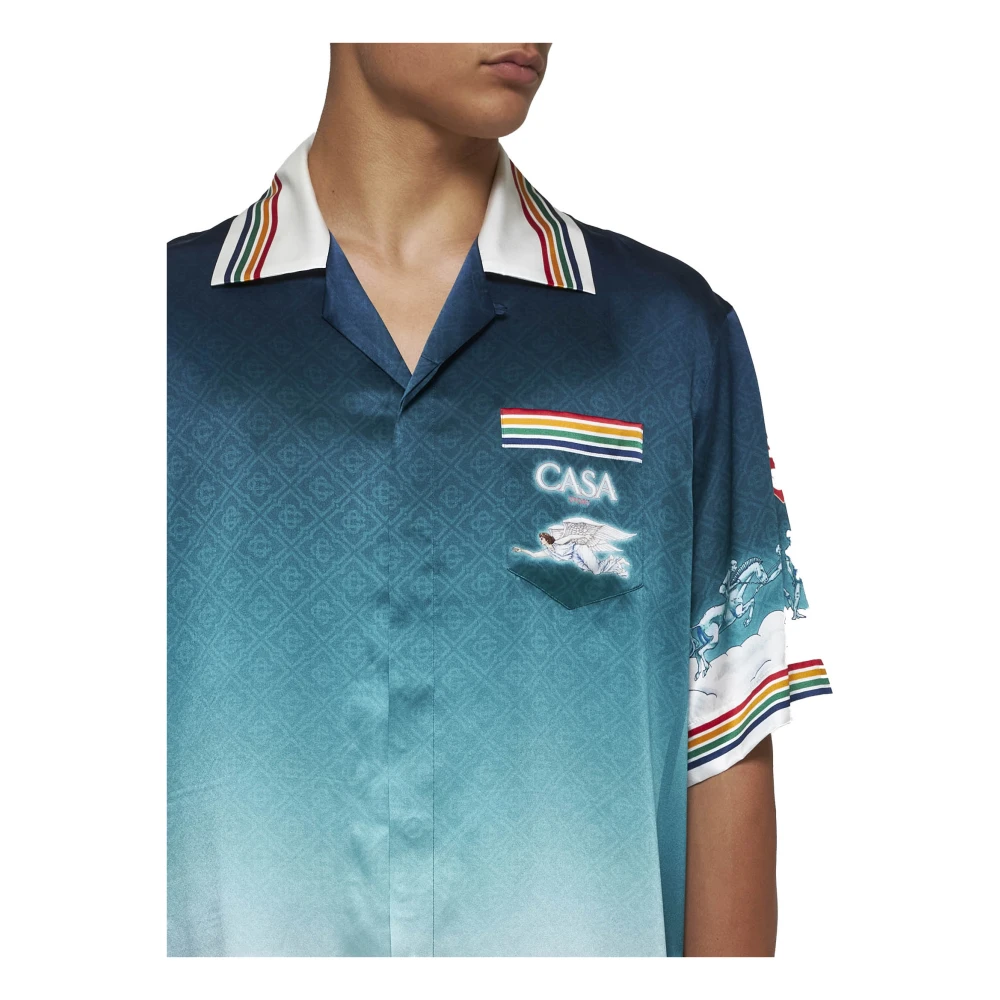 Casablanca Zijden overhemd met La desse du Stade Print Multicolor Heren