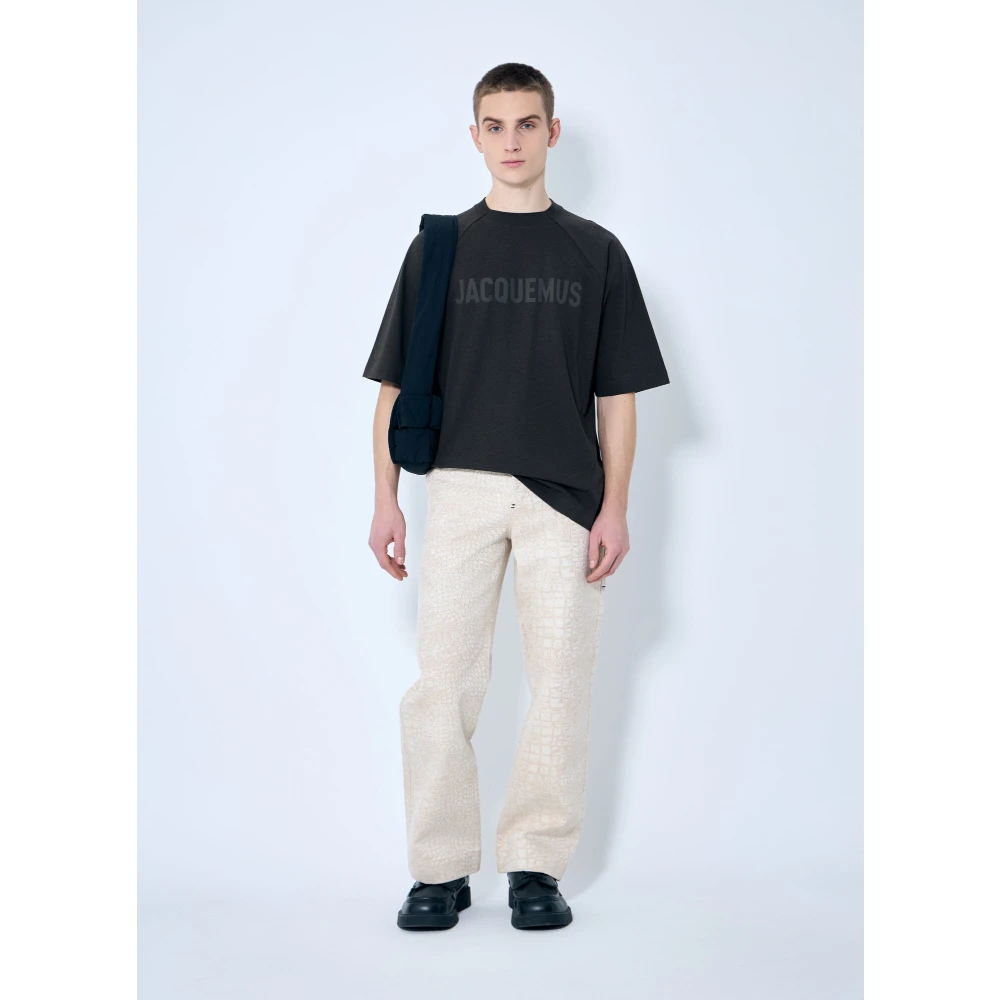 Jacquemus Logo Motief Katoenen T-shirt Brown Heren