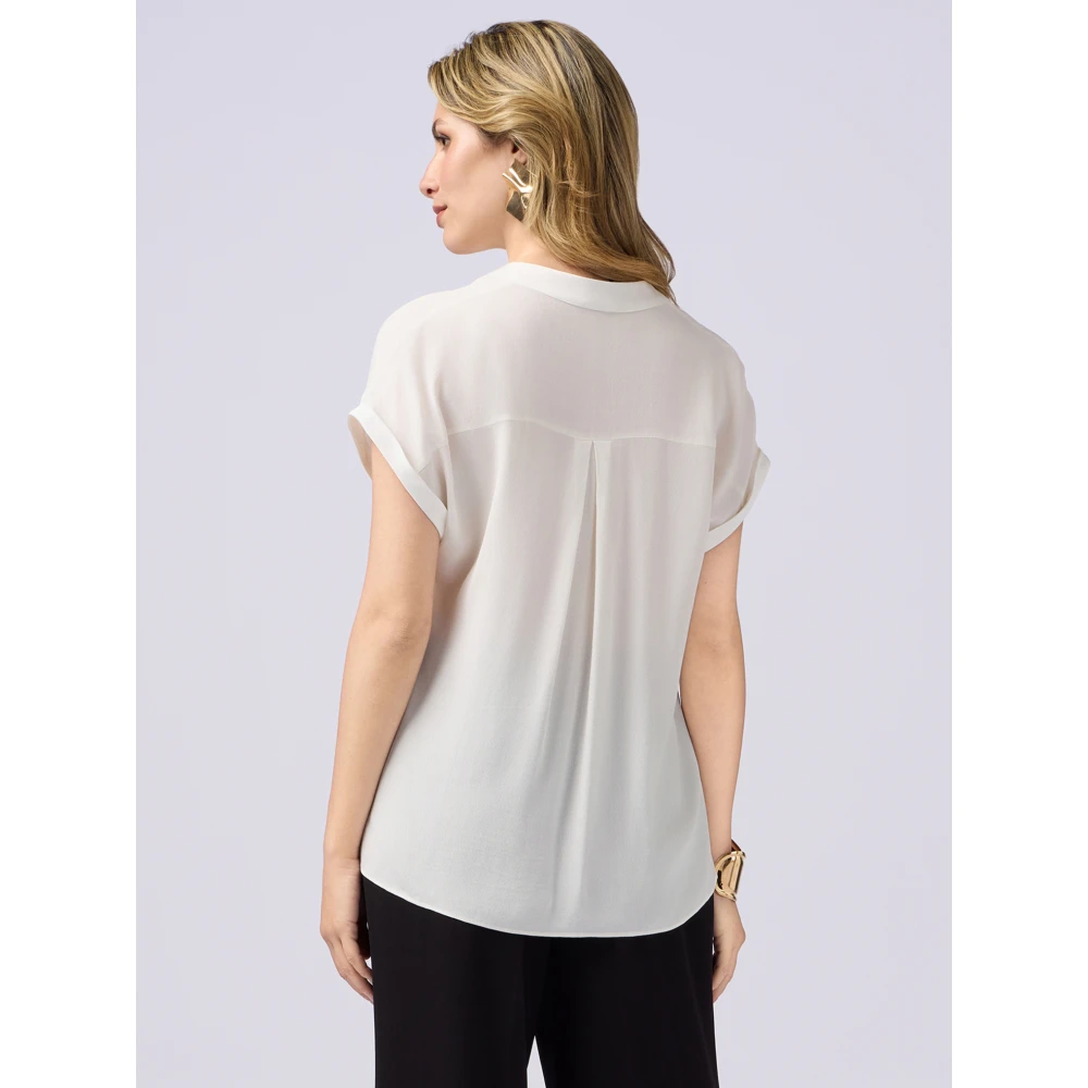 Oltre Viscose blouse met satijnen profielen White Dames