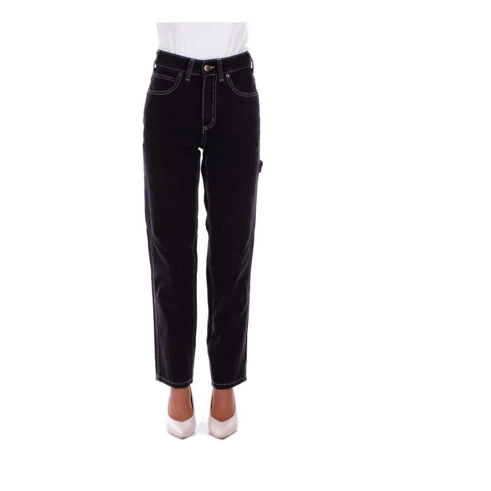 Dickies Zwarte Logo Jeans Regular Fit Black Dames