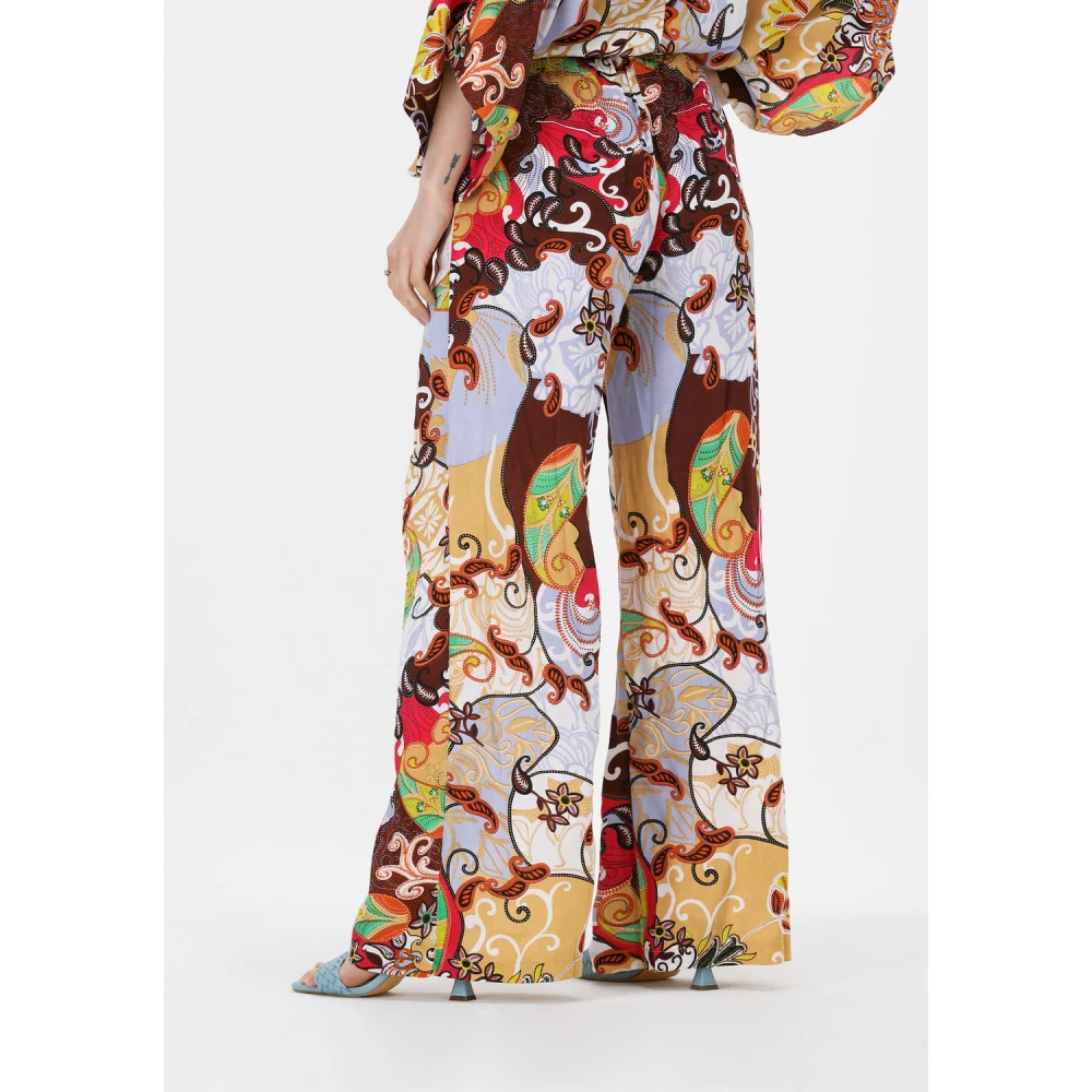 Summum Woman Festival Print Viscose Satin Broek Multicolor Dames