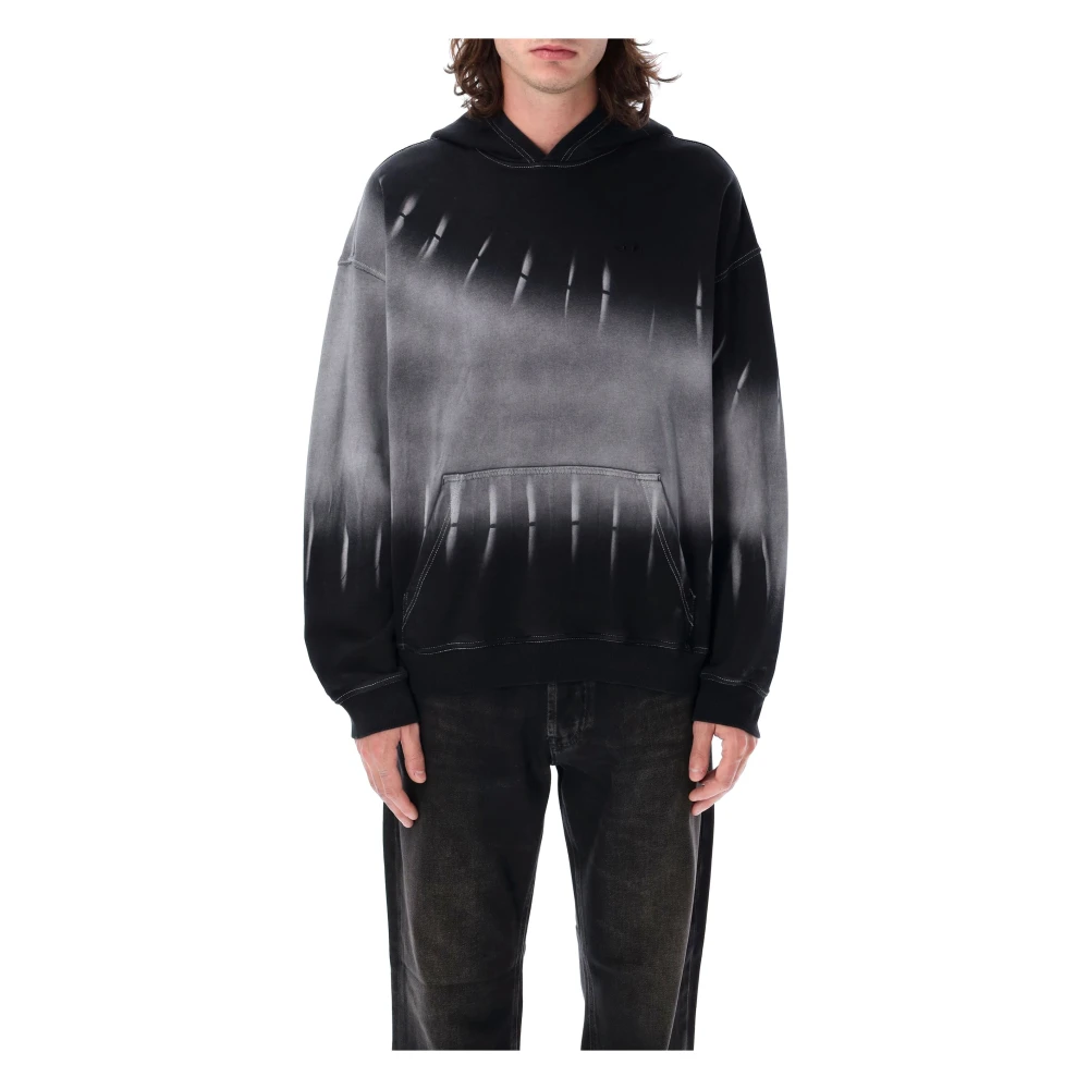 Diesel Tie Die Zwart Gebreide Hoodie Black Heren