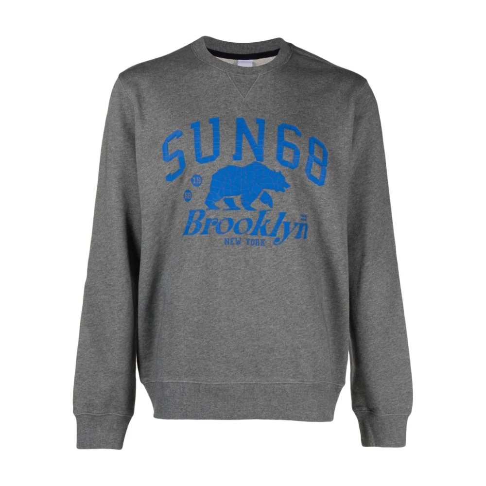 Sun68 Logo Print Sweatshirt Gray Heren