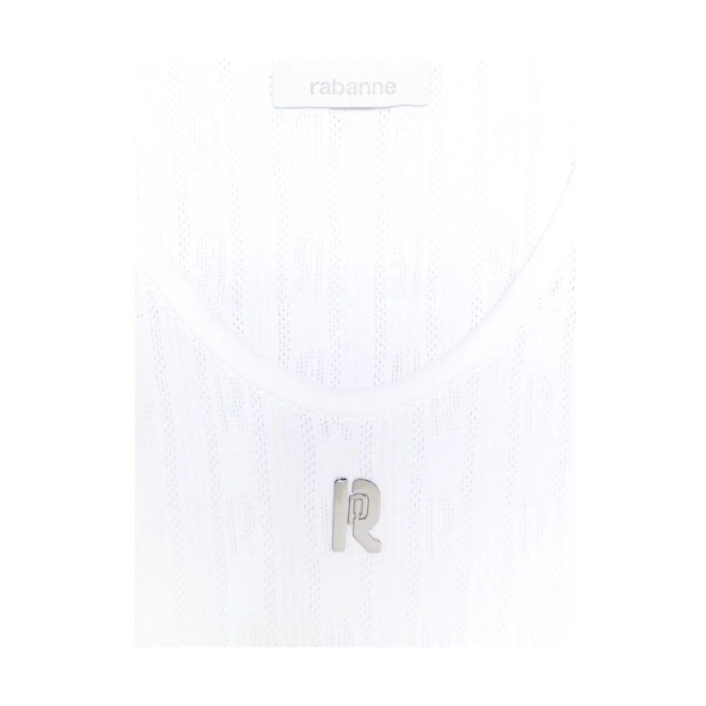 Paco Rabanne Wit Monogram Mouwloos Scoop Neck T-shirt White Dames