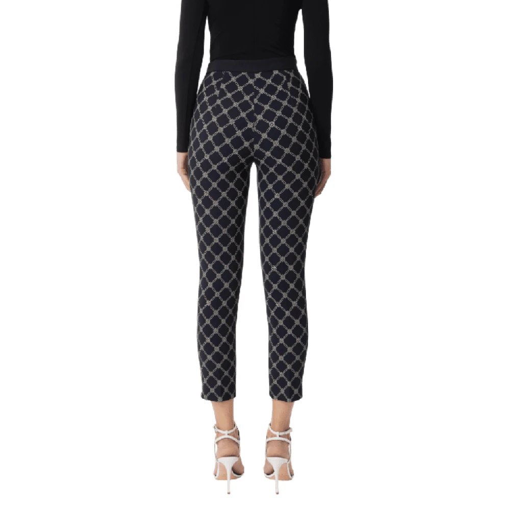 Elisabetta Franchi Diamantprint Crepe Broek Black Dames