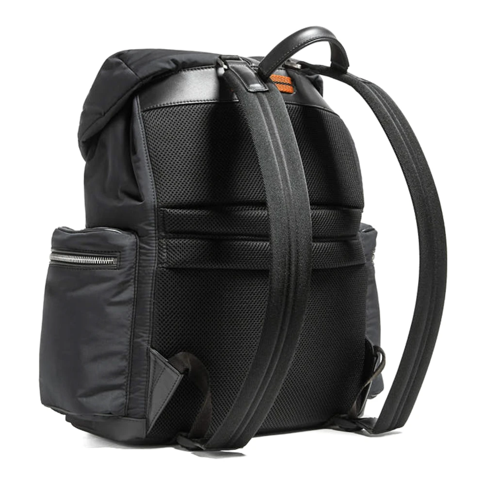 Ermenegildo Zegna Zwarte Speciale Leren Rugzak Black Unisex