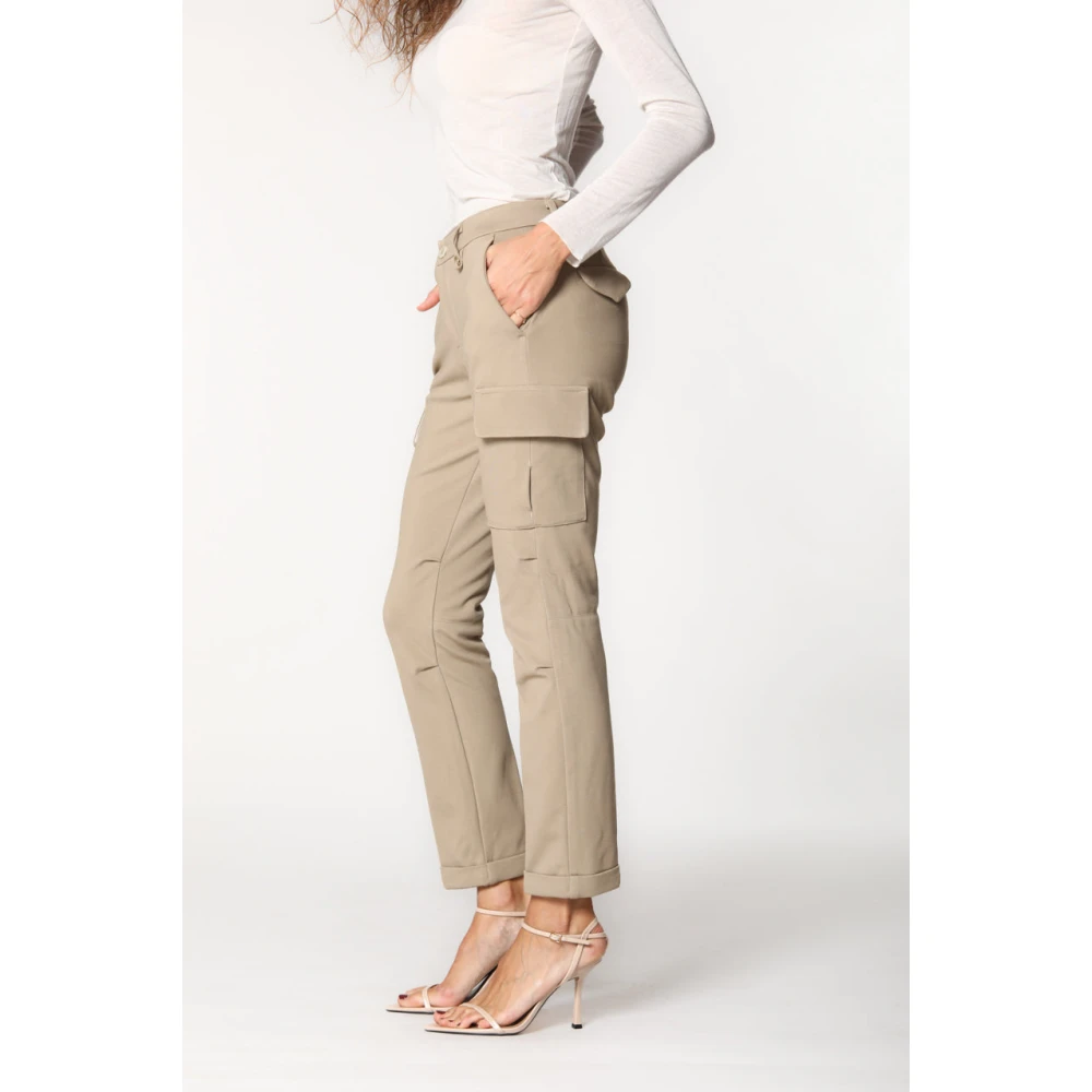 Mason's Cargo broek met curvy pasvorm in technisch jersey Beige Dames