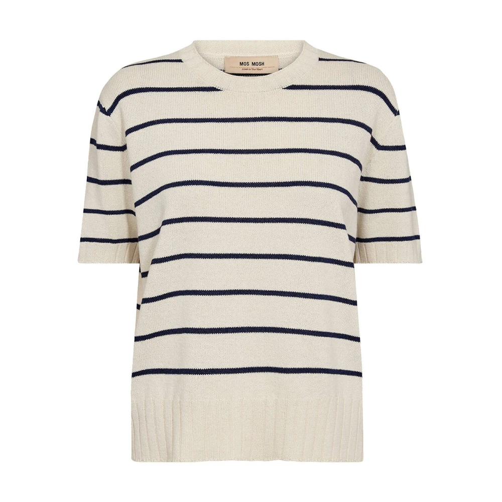 MOS MOSH Korte Mouw Gebreide Trui Beige Dames