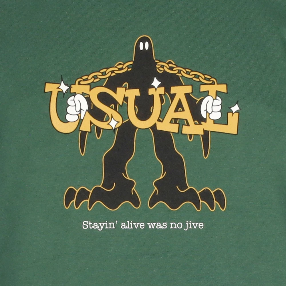 Usual Groene Mannen Crew Neck T-Shirt Green Heren