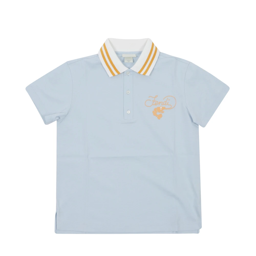 Fendi Boys Blue Kids Short Sleeve T-Shirts, 12 Y, T-Shirts And Polos