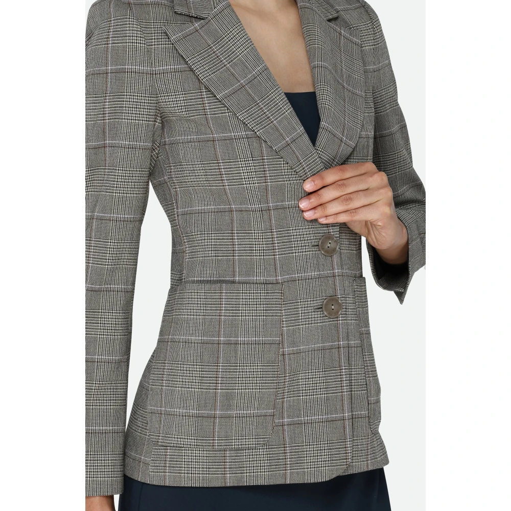 PATRIZIA PEPE Multicolor Geruite Blazer Slim Fit Gray Dames