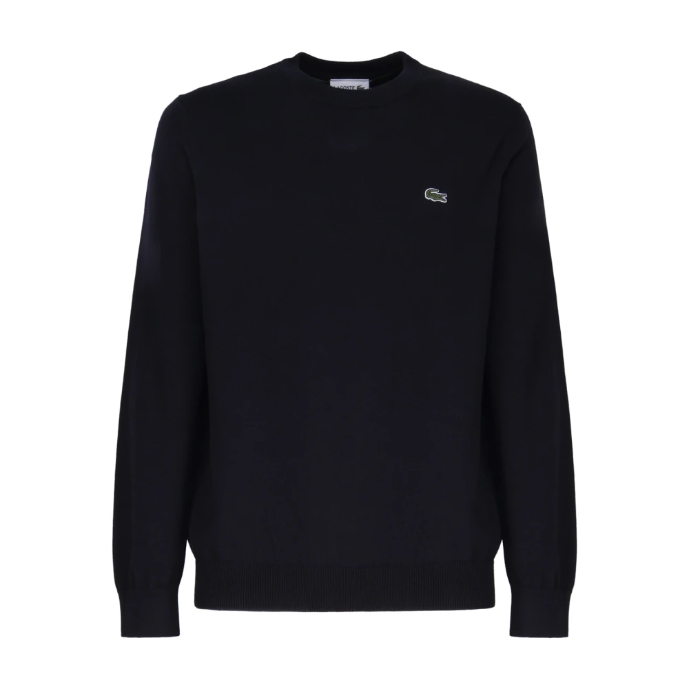 Lacoste Men's Black Round-Neck Knitwear,, Crew Neck Jumper With Logo Small