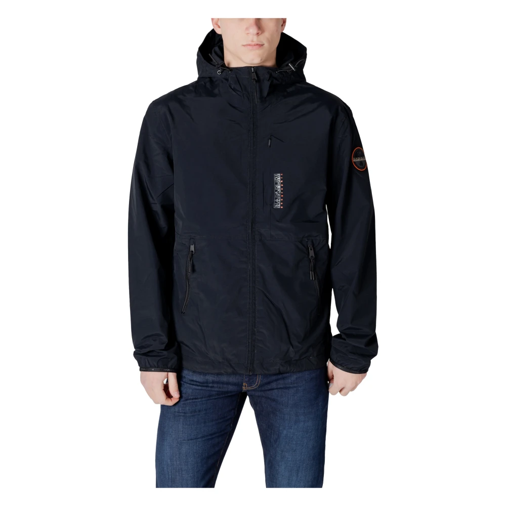 Napapijri Zwarte rits capuchonjas Black Heren