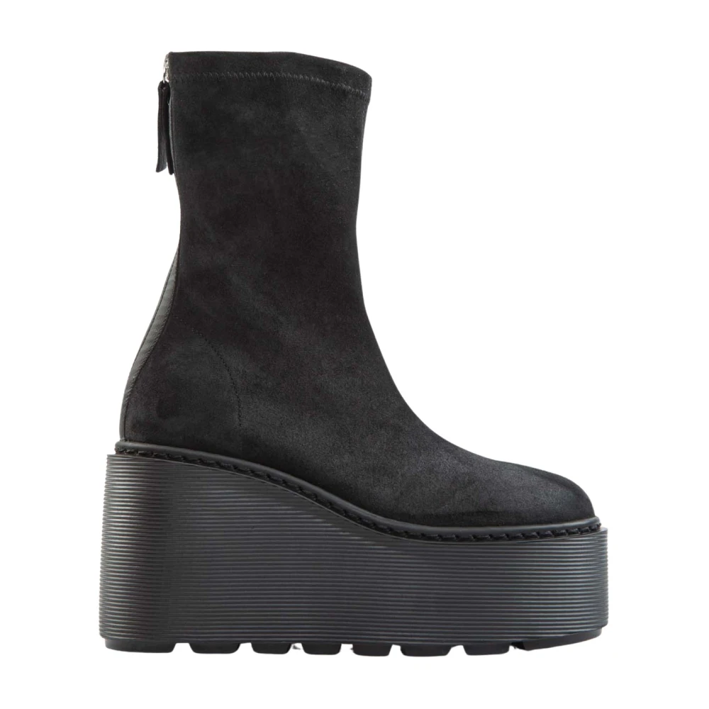 Vic Matié Donna Nero - Zeppa Stripy Zip Ankle Boot - Shoes - 38 Eu