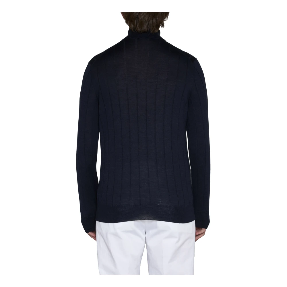 D4.0 Midnight Blue Roll-Neck Sweater Blue Heren