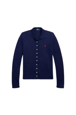Slim Fit Långärmad Polo Skjorta