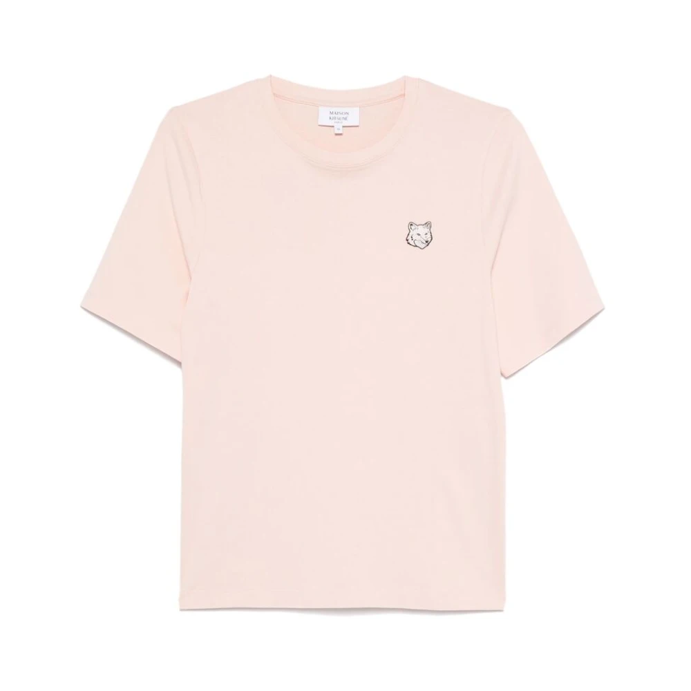 Maison Kitsuné Roze Fox Head Patch T-shirt Pink Dames