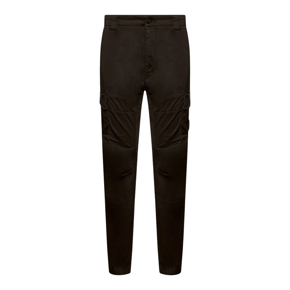 C.P. Company Zwarte Cargo Broek in Stretch Satijn Black Heren