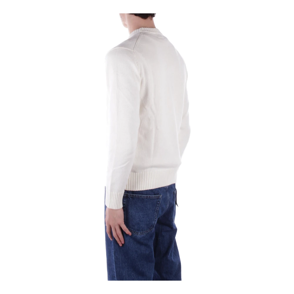 Guess Logo Front Sweater Regular Fit Cotton White Heren