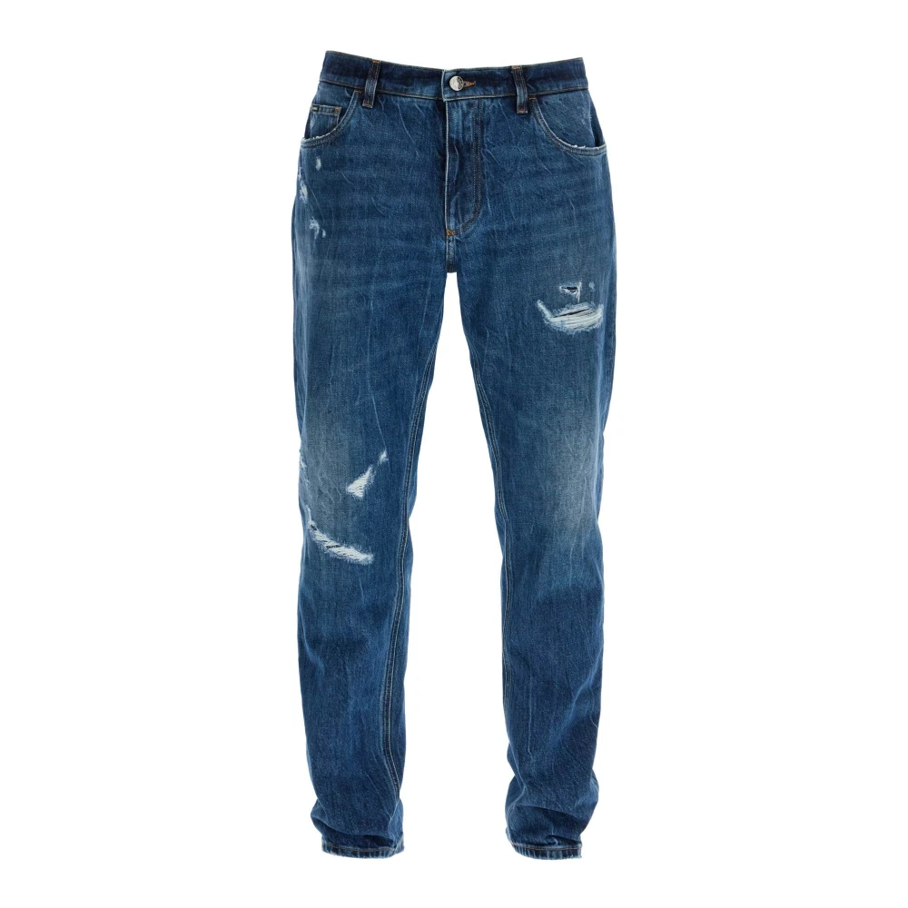 Dolce & Gabbana Versleten Loose Fit Denim Jeans Blue Heren