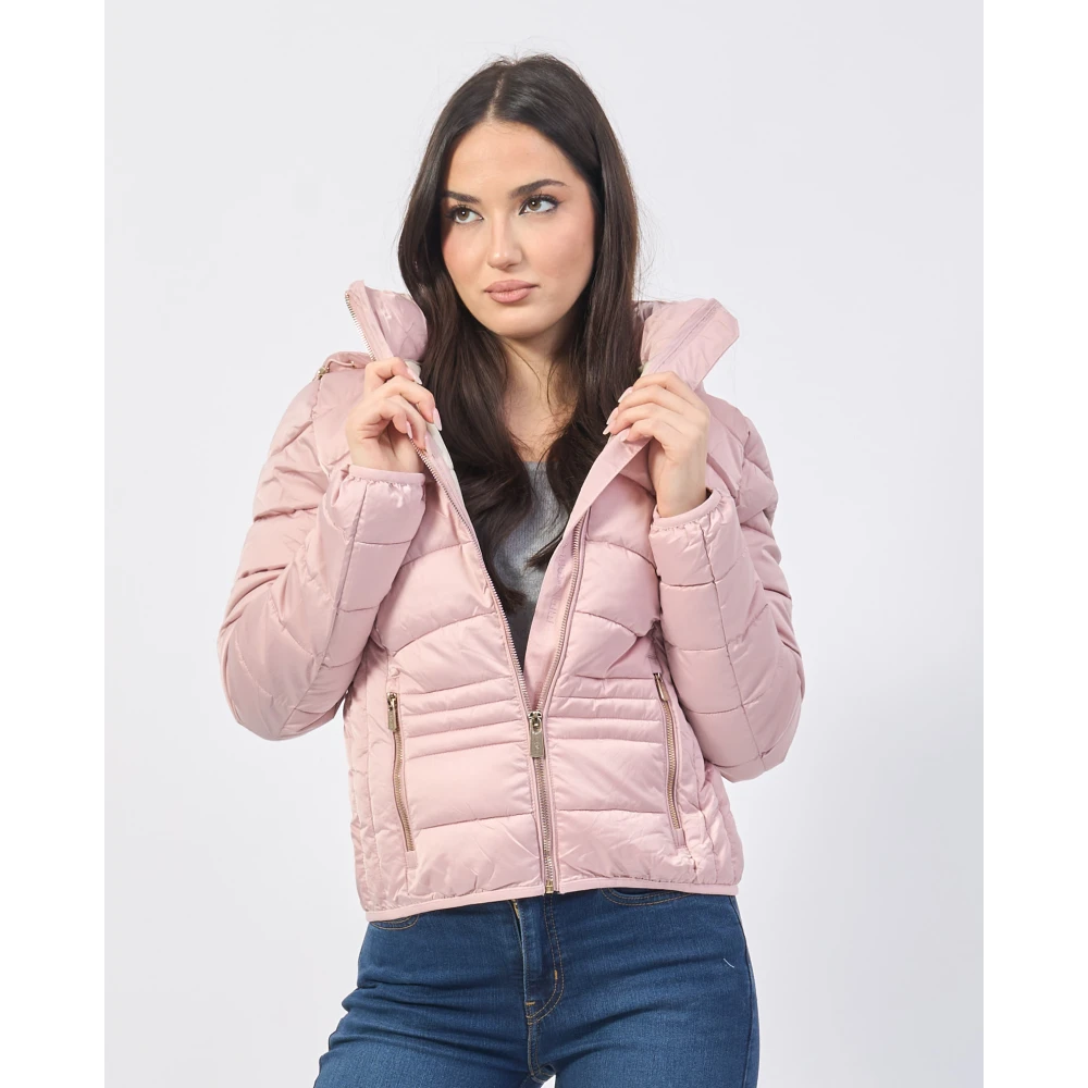 YES ZEE Roze Gewatteerde Regenjas met Capuchon Pink Dames