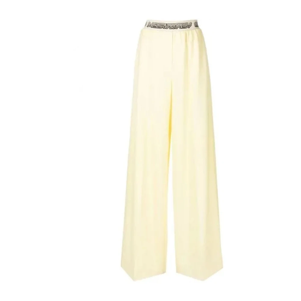 Stella Mccartney Women's Yellow Logo Wool Wide Leg Pants