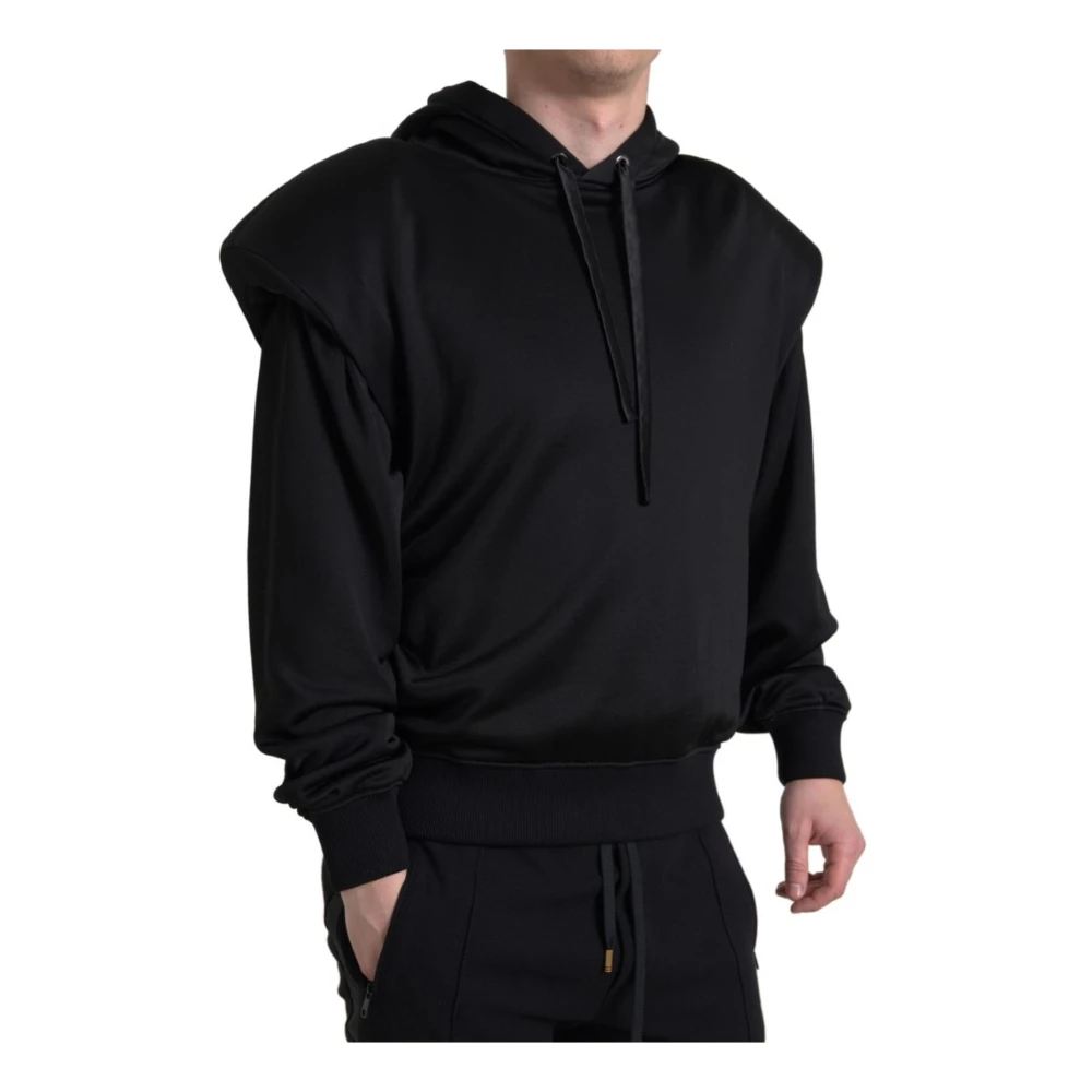 Dolce & Gabbana Zwarte katoenen hoodie trui Black Heren