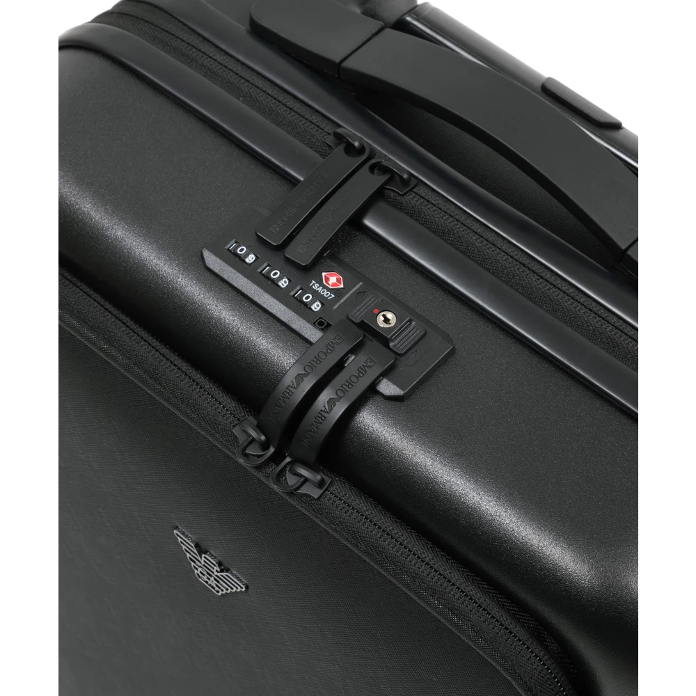 Emporio Armani Stijlvolle Rits Koffer met Logo Black Heren