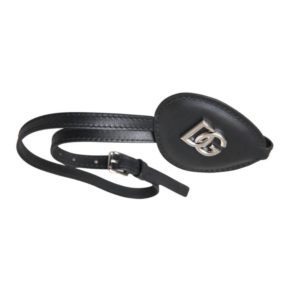 Dolce & Gabbana Zwart Kalfsleer Metalen DG Logo Ooglapje Black Unisex