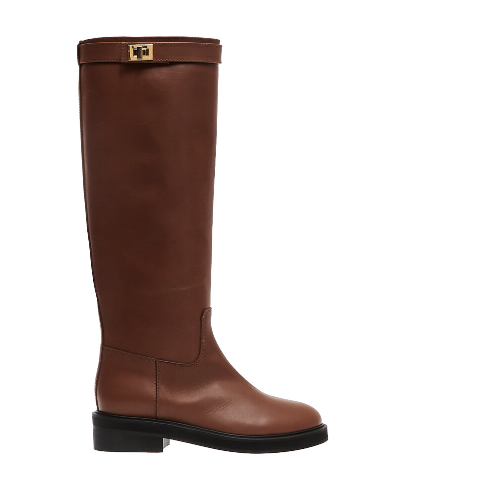 ブーツその他 Via Roma 15 Knee-High Boots With Subtle V-Gold Accent Via Roma 15 Knee-high Boot With Gold V And Suede In Black