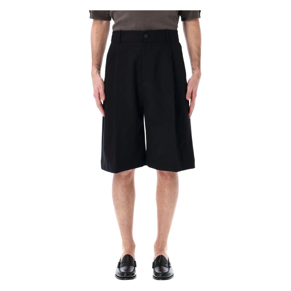 Studio Nicholson Black Casual Shorts, Male, L, Bermuda Shorts For Men And Women