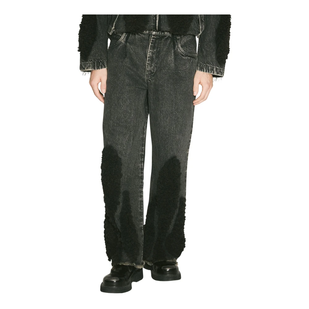 Song for the Mute Teddy Panel Boyfriend Jeans Black Heren