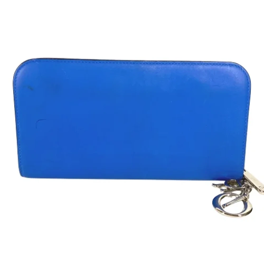 Dior Vintage Pre-owned Leather wallets Blue Dames