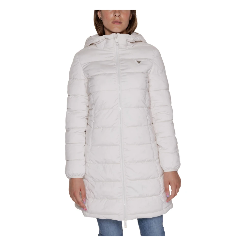 Guess Lange Pufferjas Herfst Winter Collectie White Dames