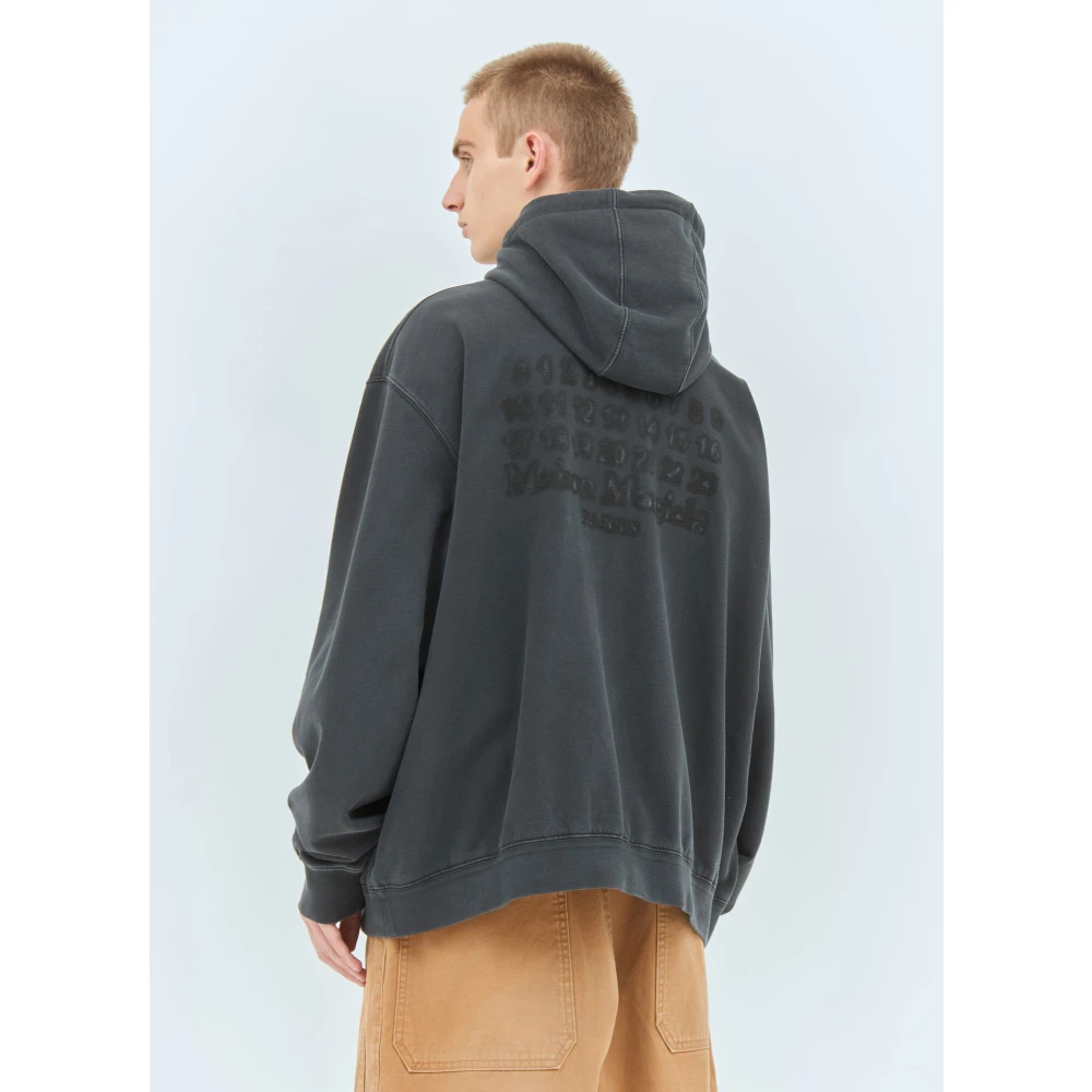 Maison Margiela Logo Print Hoodie van Katoenen Jersey Black Heren