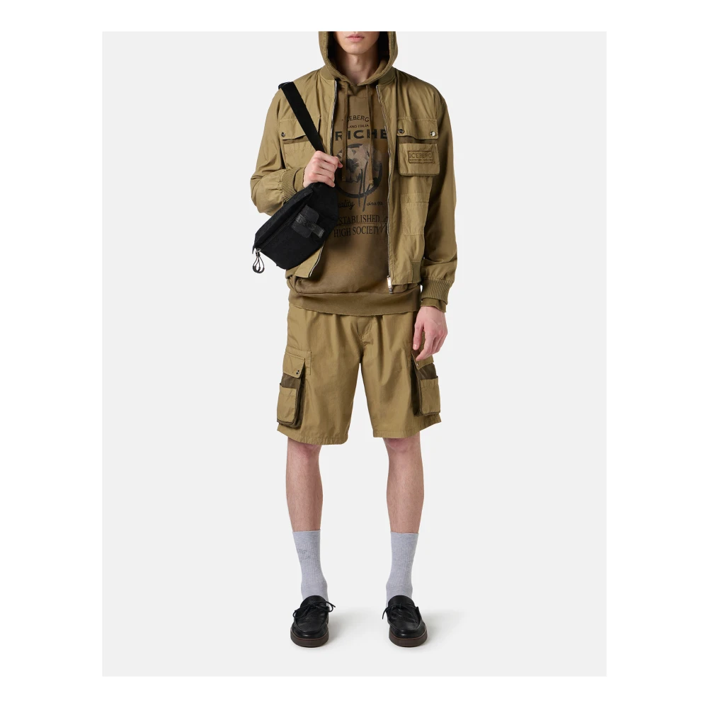 Iceberg Modderkleurige parachute canvas Bermuda shorts Beige Heren