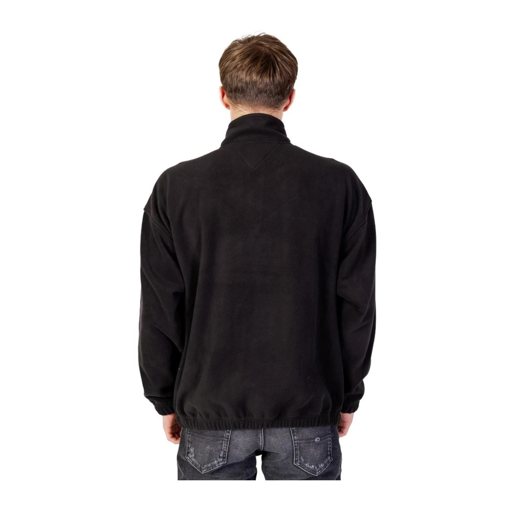 Tommy Jeans Zwarte Polyester Hoodless Sweatshirt Black Heren