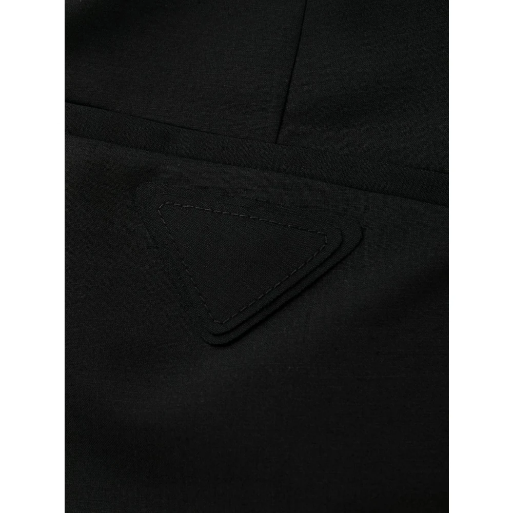 Prada Zwarte broek van wol en mohair met driehoekig logopatch Black Heren