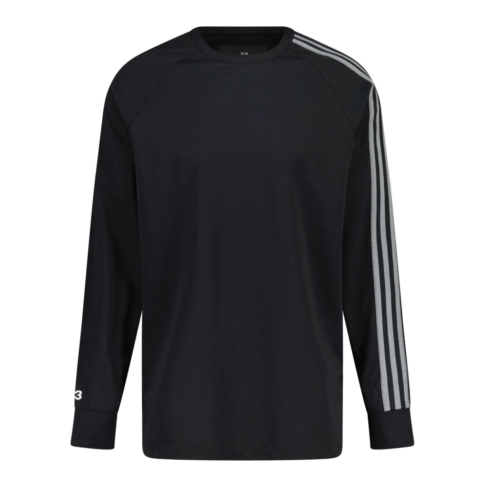 Y-3 Men's Black Logo Striped Longsleeve Loose Fit Shirt