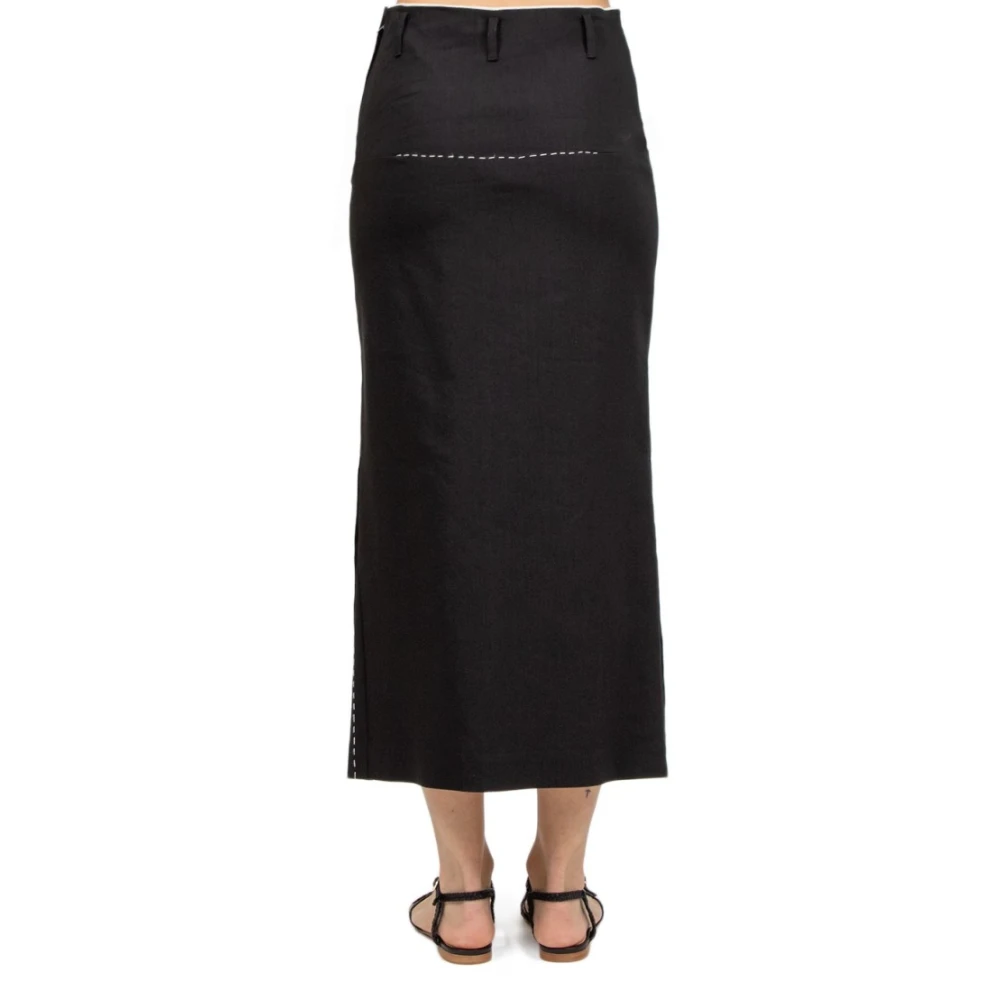 Tela Zwarte Jersey Crepe Pencil Rok Black Dames