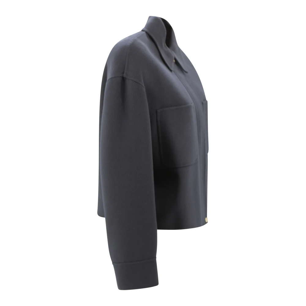 Max Mara Studio Zwarte Wol Kasjmier Zijden Jas Black Dames