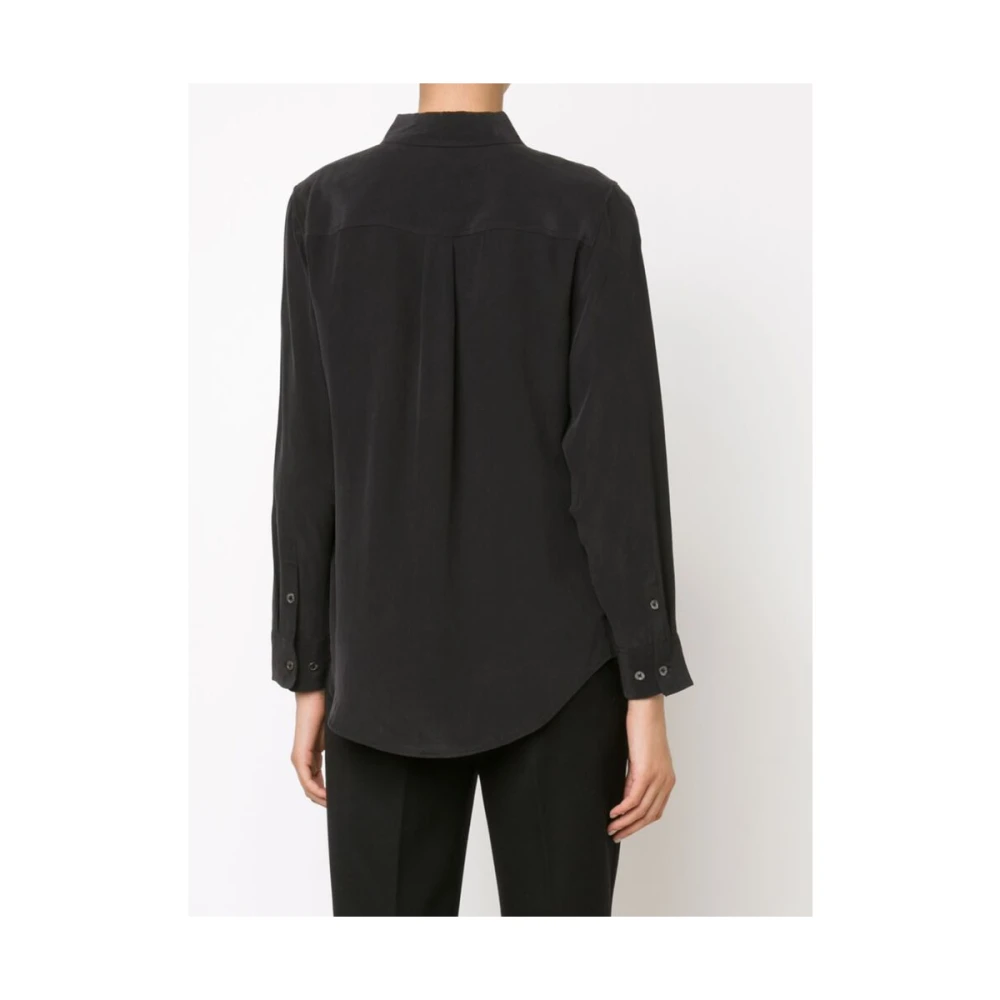 Equipment Zwarte zijden overhemd met trim Black Dames