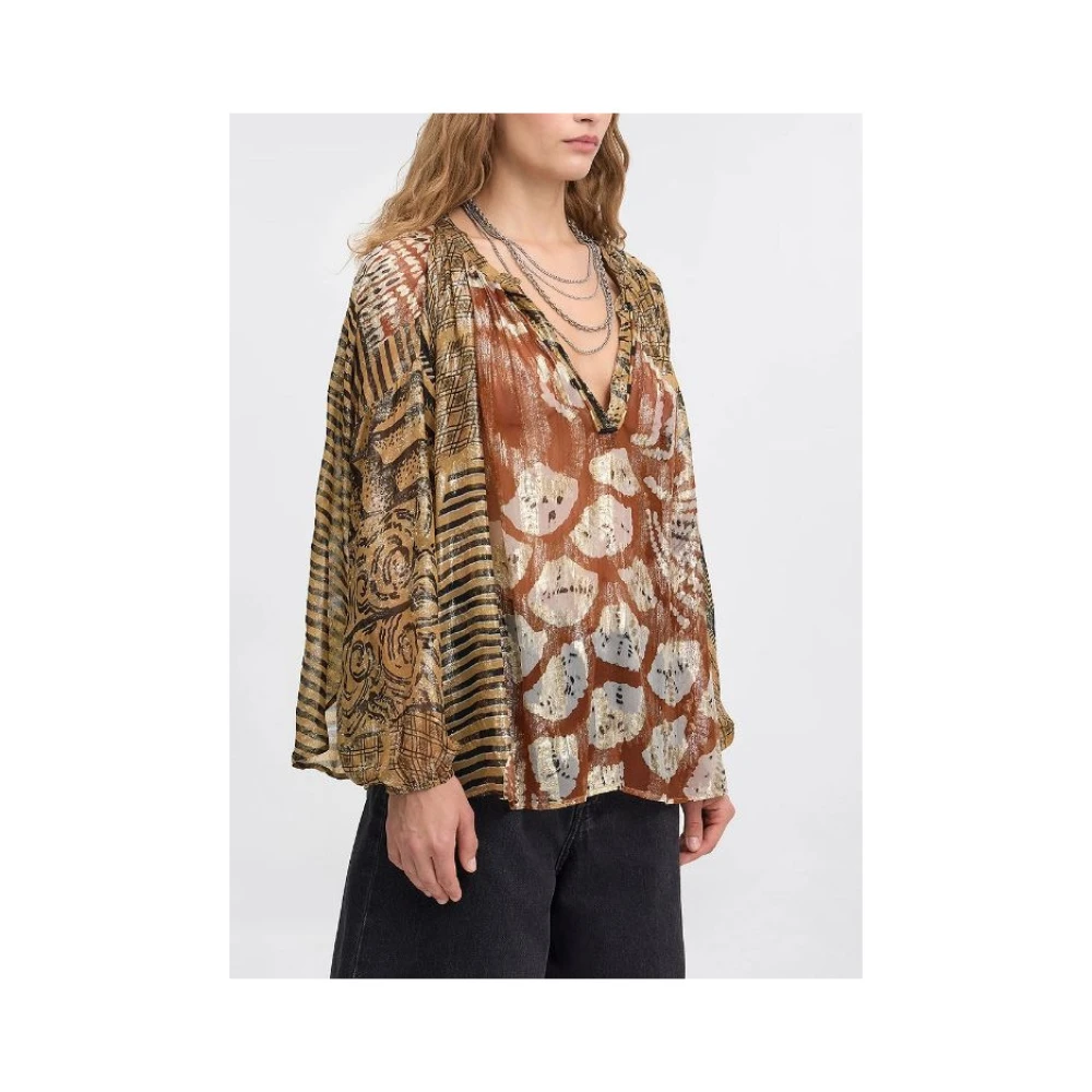 Mes Demoiselles Layla Viscose Lamé Blouse Brown Dames