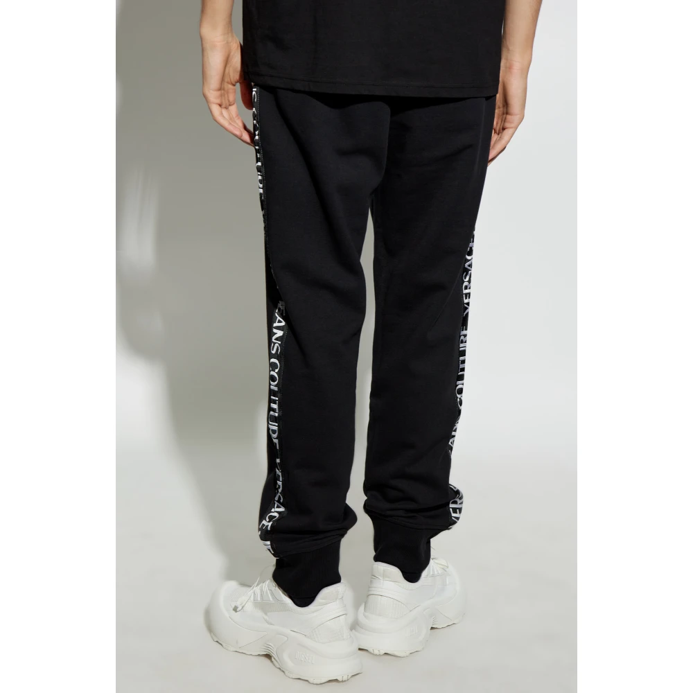 Versace Jeans Couture Sweatpants met logo zijstrepen Black Heren